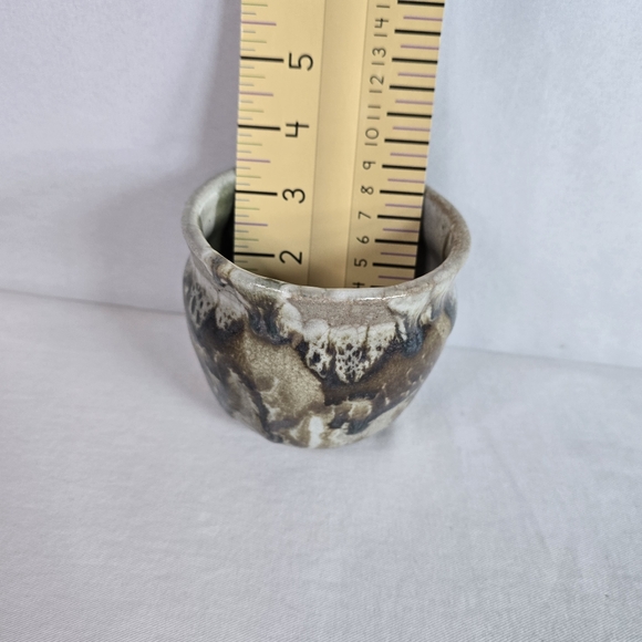 Pottery Handmade Cup/bowl/ Trinket Dish Or Vase 3" Deep X 4.5" Wide Signed - Picture 8 of 8